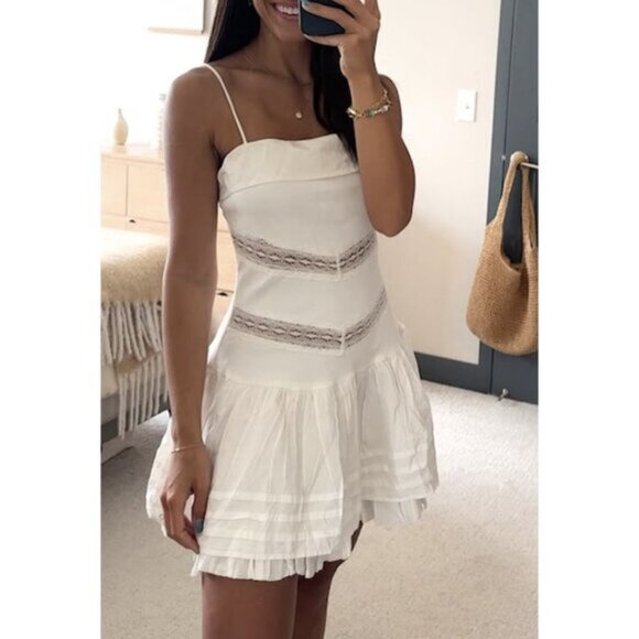 FREE PEOPLE Bliss Beauty Mini Dress in Ivory Size Medium - Picture 1 of 11